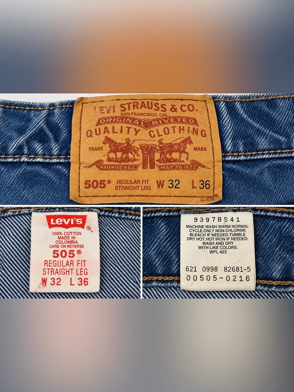 Vintage 1998 Levi’s 505 Regular Fit Straight Leg Jeans – W32 L36